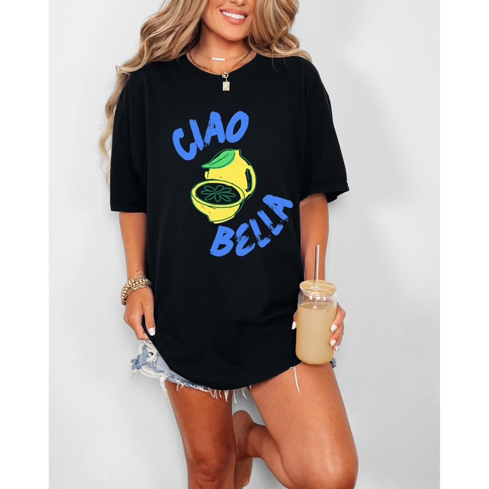 Ciao Bella Lemon Graphic Tee Black Shirt